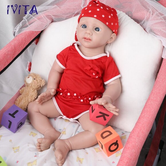 20'' Full Body Silicone Lifelike Baby Girl Doll Artificial Silicone Reborn Doll - Picture 10 of 12